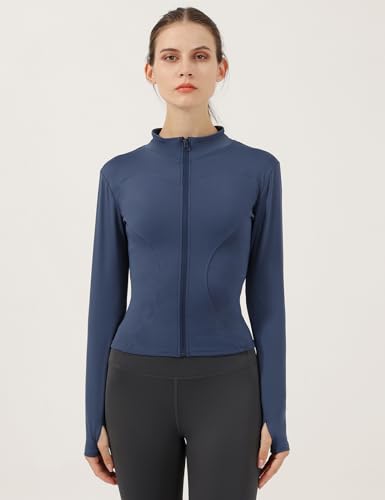 Locachy Women's Lightweight Stretchy Full Zip Track Jacket - Navy Blue XL