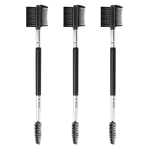 3-Piece Eyebrow and Eyelash Grooming Tool Set with Dual Heads
