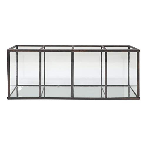 Isaac Jacobs 4-Compartment Vanity Organizer with Mirror Base - Antique Bronze