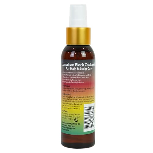 Well's Oil Peppermint & Jamaican Black Castor Oil Spray - 4 oz Leave-In Conditioner & Detangler