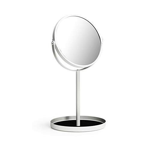 Ettori Dual-Sided Makeup Mirror with 1X/5X Magnification - 360 Swivel Tabletop Design