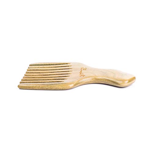Breezelike Wide Tooth Wooden Hair Pick - Natural Green Sandalwood Comb