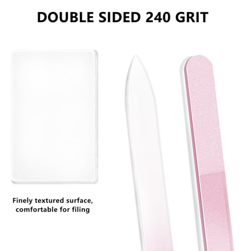Glass Nail Files - Double-Sided Crystal Manicure Set with Case