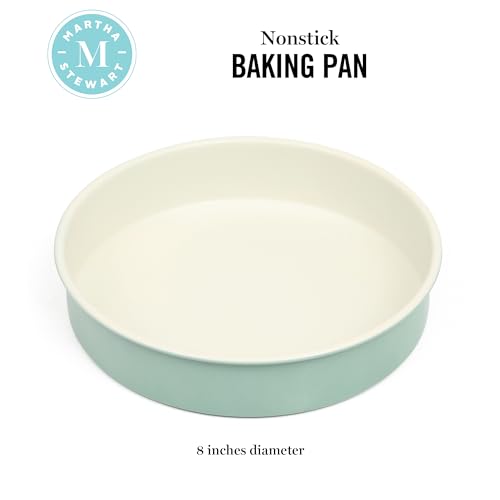 Martha Stewart 8-Inch Round Nonstick Carbon Steel Cake Pan - Teal