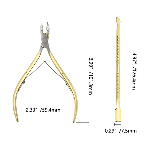 Gold Cuticle Trimmer & Pusher Set - Stainless Steel Nail Tools