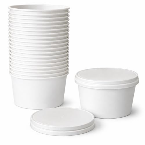 Compostable Paper Bowls with Lids - 12 oz Leakproof Food Containers, 20 Pack