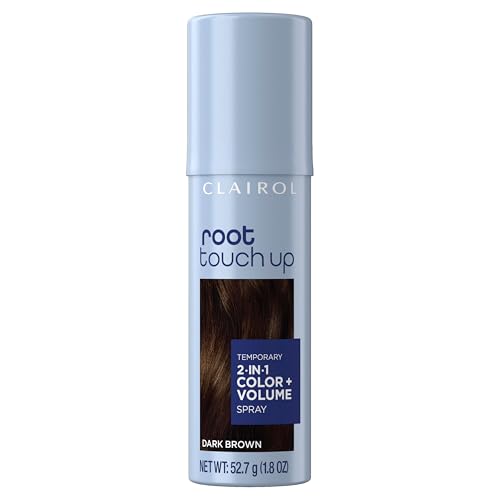 Clairol Root Touch-Up Color + Volume 2-in-1 Temporary Hair Coloring Spray, Dark Brown Hair Color, Pack of 1 - Packaging May Vary