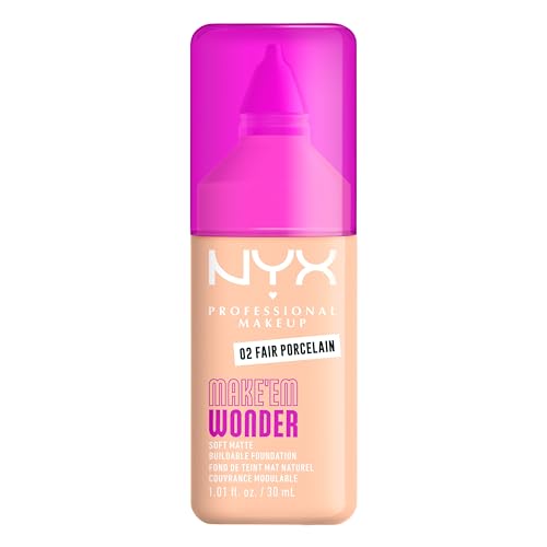 NYX Make 'Em Wonder Liquid Foundation - 02 Fair Porcelain, 24HR Soft Matte