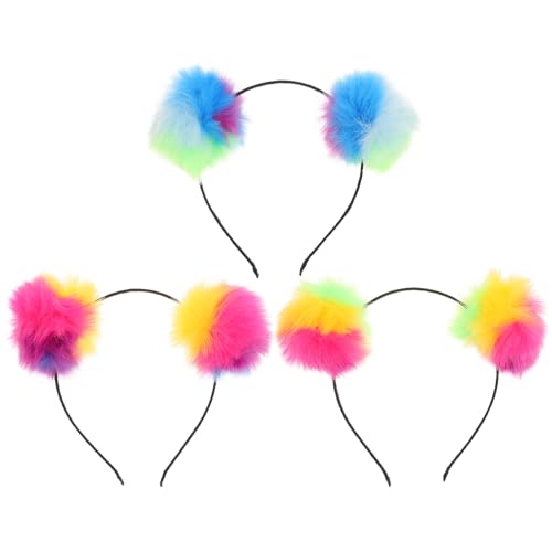 Lurrose Fuzzy Pom Pom Headbands for Girls - Fluffy Ball Hairbands for Birthday & Holiday Parties