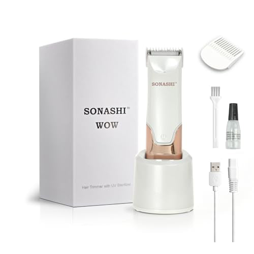 SONASHI WOW White Waterproof Electric Body Hair Trimmer for Men & Women - Painless Bikini & Groin Groomer, Rechargeable Wet/Dry Shaver