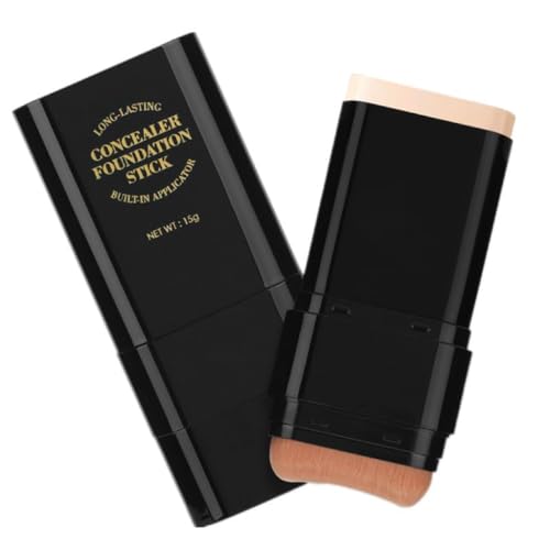 TOSOUATOP 2-in-1 Foundation Stick with Brush - Full Coverage, Matte Finish, 04 Wheat