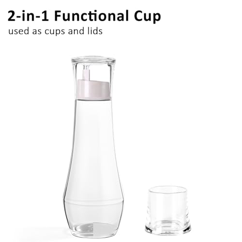Mouthwash Dispenser Set - Glass Bottle Holder with Cup, 8.8 oz