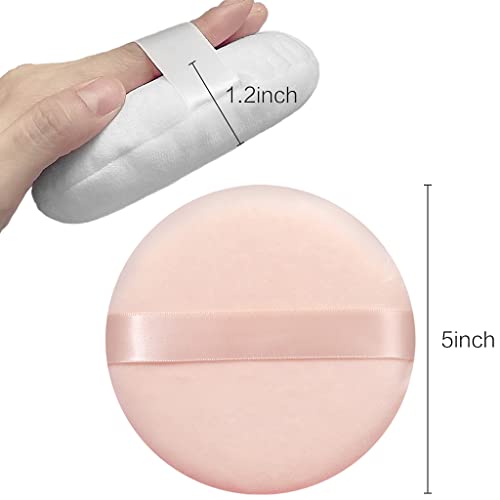 Jepeux 2 Pack 5-Inch Cotton Powder Puff - Soft, Washable Makeup Puff