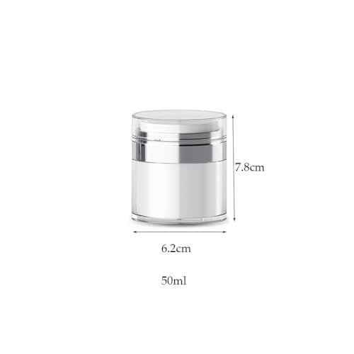 Schuirui 2-Pack Airless Pump Jars 1.7oz Refillable Travel Lotion Dispensers for Skincare, Cream & Moisturizer