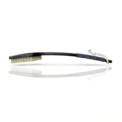 EnamelEVO Gray Stiff Back Scrubber with Long Handle for Full Body Exfoliation