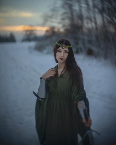 Celtic Viking Crown with Green Rhinestones - Handmade Fairy Circlet