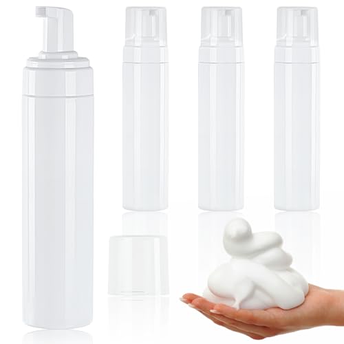 TMLECE White 8.5oz (250ml) Refillable Foaming Soap Dispenser Bottles 4 Pack