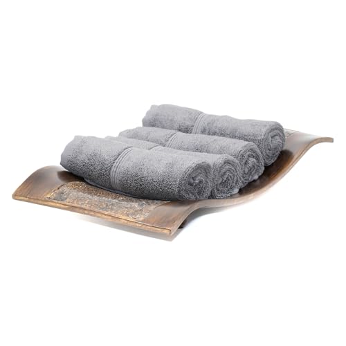 Mosobam Charcoal Gray Turkish Washcloths Set of 4, 13 x 13 in, 700 GSM – Soft, Absorbent, Luxury Face & Body Towels