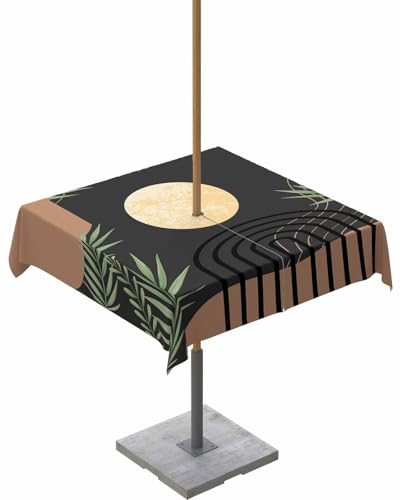 Waterproof Outdoor Tablecloth with Umbrella Hole & Zipper - 54x54 Inch Boho Design