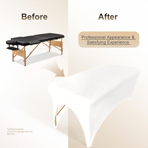 HOLITS Professional Stretchy Spa Bed Cover - White Massage Table Topper