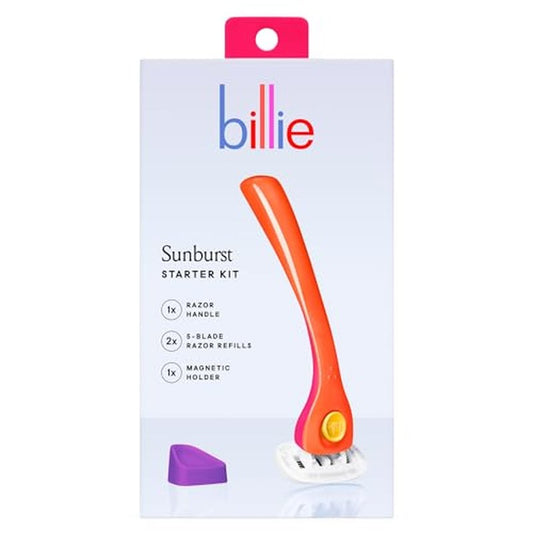Billie Razors for Women Shave Kit ? Women¡¯s Razor + 2 x 5-Blade Razor Refills + Magnetic Holder ? Sunburst