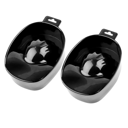 AUEAR Manicure Nail Soaking Bowls - 2 Pack Black Plastic Tray for SPA