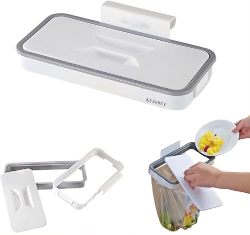 KUJOBUY Hanging Trash Can Holder - Space-Saving Bin for Kitchen & Bathroom