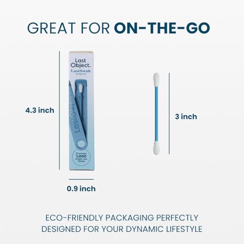 LastSwab¢ç Reusable Cotton Swabs for Ear Cleaning - Sanitary Alternative to Single-Use Q Tips - Easy to Clean - Comes with a Convenient Travel Case Holder - Blue