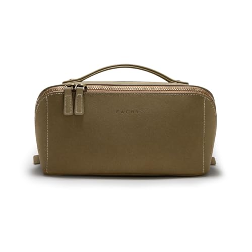 EACHY Travel Makeup Bag, Flat-Open Faux Suede Toiletry Organizer