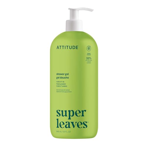 ATTITUDE Body Wash, Pear & Amber, EWG Verified Vegan Shower Gel, 32 Fl Oz