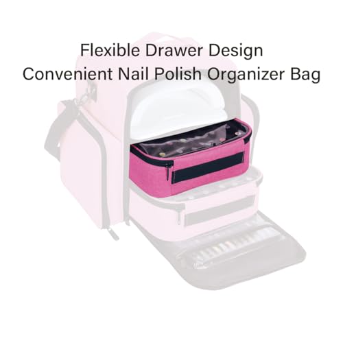 Rose Red Nail Polish Organizer Case Holds 30 Bottles with Pad