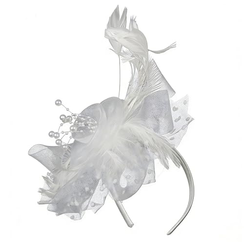 C01-White Flapper Headband - Elegant 1920s Headpiece for Tea Parties