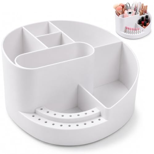 Noverlife Nail Drill Holder - White, 18 Holes, 7 Compartment Organizer