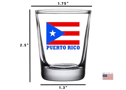 Puerto Rico Flag Shot Glass - 1.5 oz Heavy Base Gift