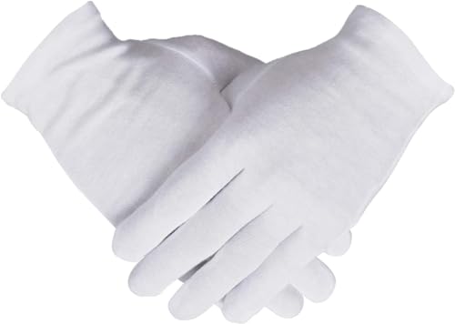 Smilco 100% Cotton Gloves - 3 Pairs One Size for Dry Hands, Eczema & Jewelry Inspection
