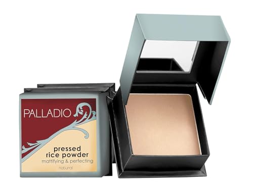 Palladio Pressed Rice Powder - Natural Oil-Absorbing Face Makeup, 0.26 oz