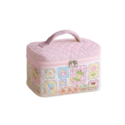 Cute Fruit Makeup Bag for Women - Large Quilted Travel Organizer