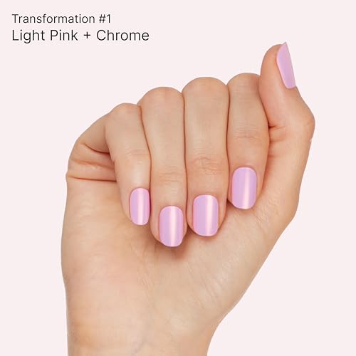 Dashing Diva Chromagic Gel Nail Strips Pink Orbit - Easy UV-Free, Chip Resistant, Long-Lasting Chrome Manicure