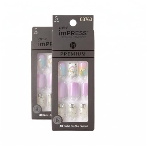 imPRESS Press-On Manicure 30 Pack - Short Purple Jelly Nail Set with Easy Application