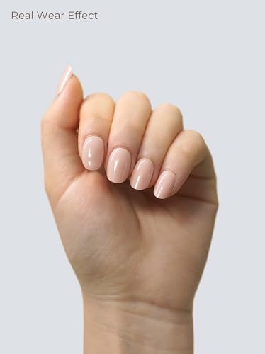 Beaolata Nude Blush Real Gel Nail Strips - 44Pcs Long Lasting