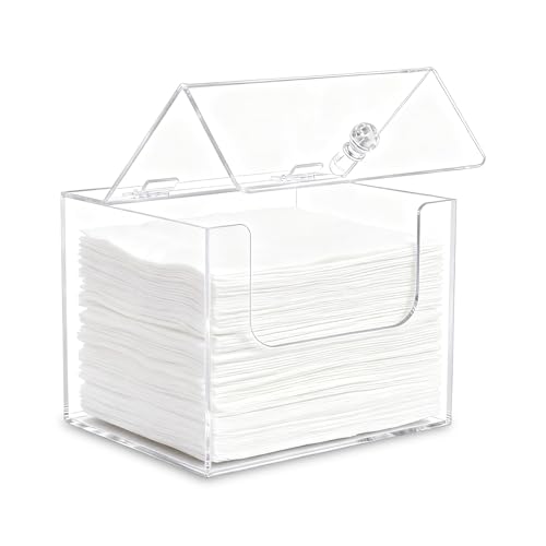 Clear Acrylic Face Towel Holder with Lid - Disposable Towel Dispenser