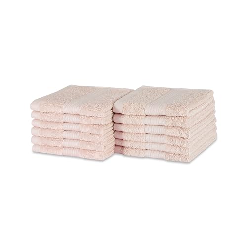 Amazon Basics 12-Pack Cotton Washcloths, 12x12 Inch, Soft & Fade-Resistant