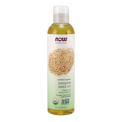 NOW Foods Organic Sesame Seed Oil - 100% Pure, 8 Fl Oz, Moisturizing Oil for Skin & Hair