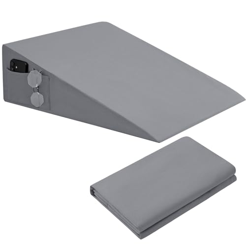 Light Grey Wedge Pillow Cover - Soft Microfiber with Side Pockets