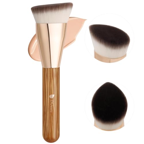 DUcare Brown Contoured Foundation Brush for Liquid & Cream Makeup - Sculpts & Defines