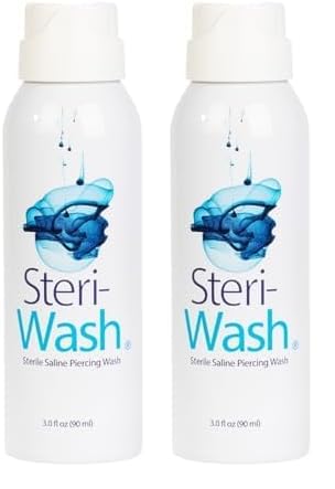 Steri-Wash Aftercare Piercing Spray 3 oz Pack of 2 | Vegan, Sterile Saline Solution