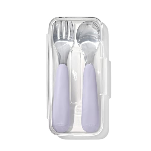 OXO Tot On-The-Go Fork and Spoon Set - Lilac | Travel Utensils
