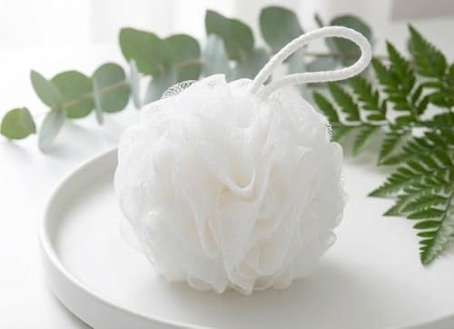 High-Density Mesh Bath Loofah Sponge 4.9'' Natural Recycled Shower Pouf