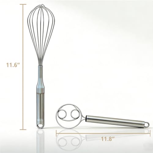 Tombili 2-Piece Danish Dough & Balloon Whisk Set - 12 Inch Stainless Steel