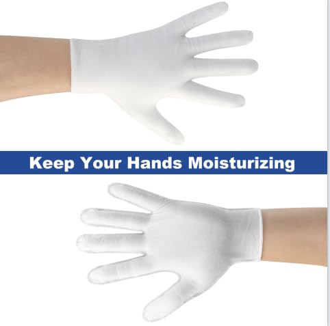 Htaexpu 3 Pairs White Cotton Gloves for Dry Hands Overnight Moisturizing Spa Treatment